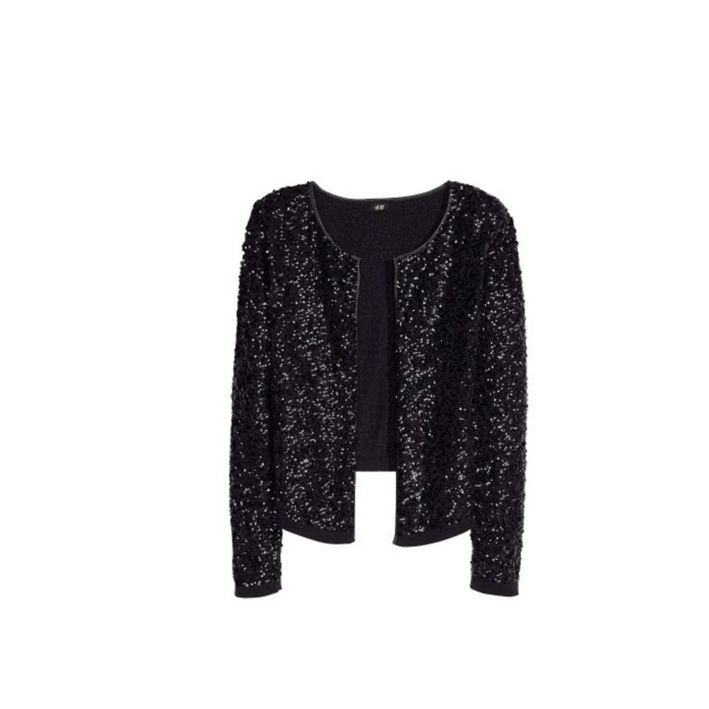 H&M Sequined Cardigan In Black Medium